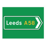 Leeds, UK Road Sign Postcard