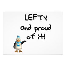 Lefty and Proud of it! With penguin, black writing Custom Announcements