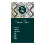 LEGAL OFFICE, ATTORNEY DAMASK Monogram green Business Cards