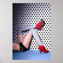 Legs with Red Shoes Print