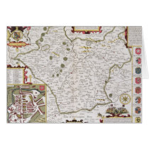 Leicester, engraved by Jodocus Hondius Greeting Card