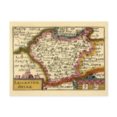 Leicestershire County Map, England Postcard