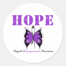 Leiomyosarcoma Hope Butterfly Round Sticker