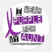LEIOMYOSARCOMA I Wear Purple For My Aunt 37 Round Stickers
