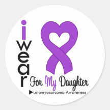 Leiomyosarcoma I Wear Purple Ribbon For DAUGHTER Round Stickers