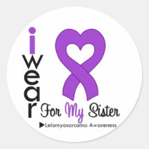 Leiomyosarcoma I Wear Purple Ribbon For My Sister Round Sticker