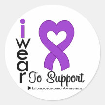 Leiomyosarcoma I Wear Purple Ribbon To Support Awa Round Sticker