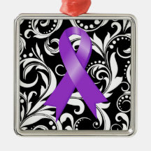 Leiomyosarcoma Ribbon Deco Noir Christmas Ornaments
