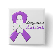 Leiomyosarcoma Survivor Flower Ribbon Pinback Button