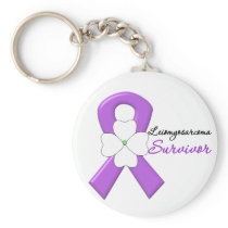 Leiomyosarcoma Survivor Flower Ribbon Keychain