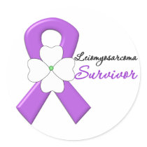 Leiomyosarcoma Survivor Flower Ribbon Stickers
