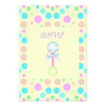 LEMON BABY RATTLE BABY SHOWER RSVP PERSONALIZED INVITATION