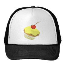 Lemon cupcake w/ Cherry cupcake template products Mesh Hats