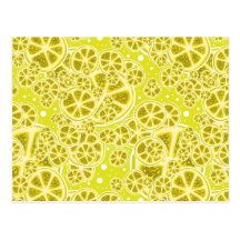 Lemon Fruit Slice Pattern Post Cards