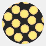 Lemon Tart Pattern. Sunny Yellow. Round Stickers