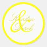 Lemon Yellow and White Monogrammed Sticker