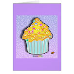 Lemon Yellow FROSTED CUPCAKE GREETING NOTE CARD