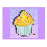 Lemon Yellow Frosted CUPCAKE POSTCARD