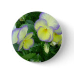 Lemon Yellow Pansies Button