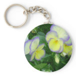 Lemon Yellow Pansies Keychain