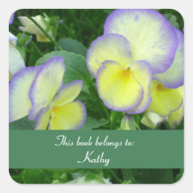 Lemon Yellow Pansy Bookplate Sticker