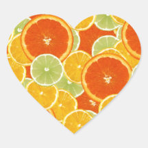 Lemons, oranges and limes heart stickers