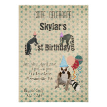 Lemurs Birthday Vintage Invitation
