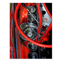 Lenkrad vom Oldtimer Postkarte