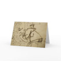 Leo at desk - Greeting Card (blank)