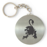 Leo Lion Silhouette on Metallic Effect Key Chain