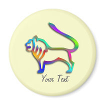 Leo Lion Zodiac Star Sign Rainbow Colour Magnet
