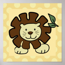 Leo the Lion 10x10 Square Print in Yellow