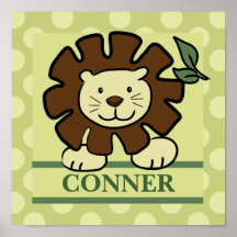 Leo the Lion NAME 10x10 Square Print in Green