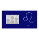 Leo. Zodiac Astrological Sign. Blue Custom photo cards