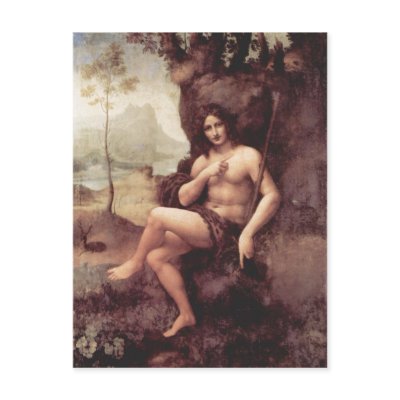 Leonardo da Vinci Bachus 1511-1515 Technique Holz  Post Cards by rahulbiswas