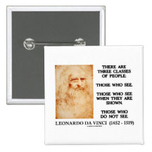 Leonardo da Vinci Three Classes Of People Quote Pinback Buttons