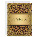 Leopard  and Gold Fabulous at 50 Birthday Party Personalized Announcement