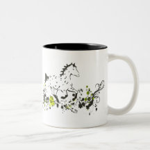 Leopard Appaloosa with Floral Print Coffee Mugs