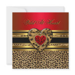 Leopard Birthday Wild At Heart Black Gold Red 2 Personalized Invite