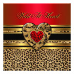 Leopard Birthday Wild At Heart Black Gold Red 2 Personalized Invite