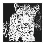 Leopard Black And White Portrait Wrapped Canvas Gallery Wrap Canvas