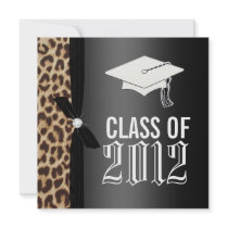 Leopard Black Graduation Party Personalized Invitation