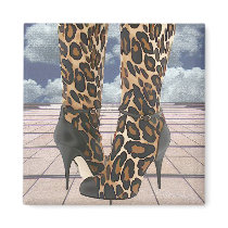 Leopard Boots with Ankle Straps