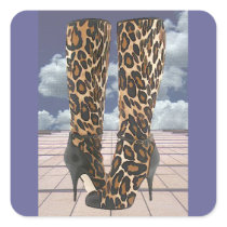 Leopard Boots with Ankle Straps