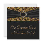 Leopard Diva Womans 50th  Birthday Party Custom Announcement