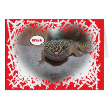 Leopard Gecko Lizard Winking Valentines Card