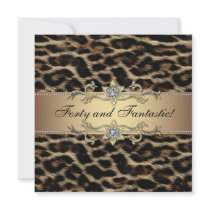 Leopard Gold 40th Birthday Invitation 40
