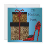 Leopard High Heels Womans 21st Birthday Party invitations