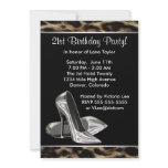 Leopard High Heels Womans 21st Birthday Party invitations