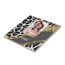 Leopard print and grey swirl ceramic tiles